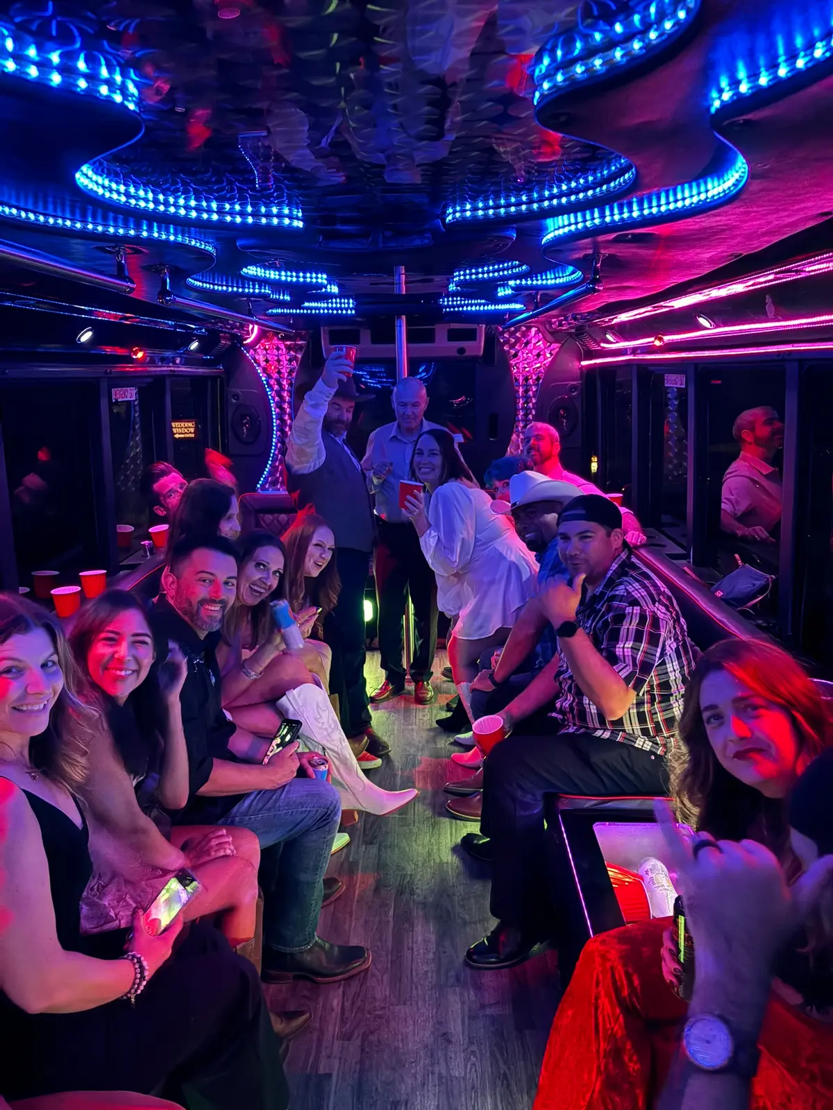 Full bus of guests partying in Las Vegas